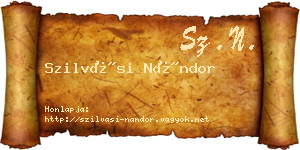 Szilvási Nándor névjegykártya